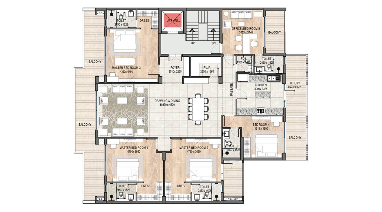 DLF City Phase 1 Independent Floors 4 BHK+SQ+ST floor plan