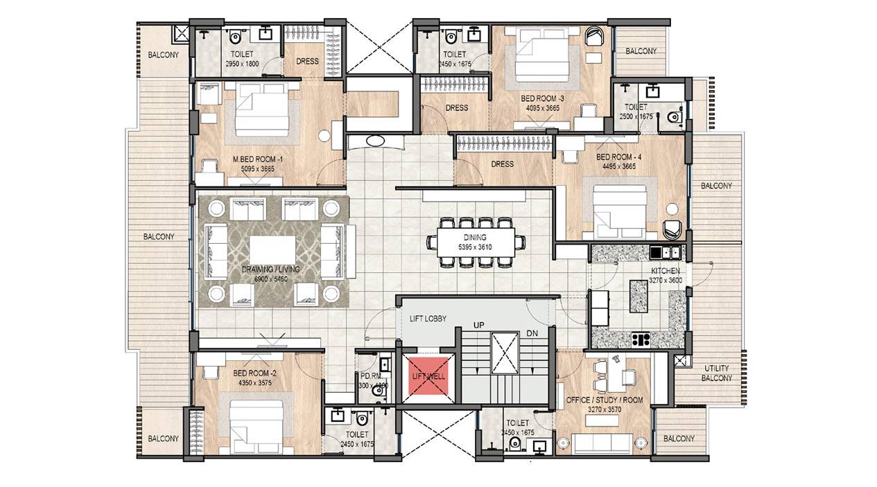 DLF City Phase 1 Independent Floors 5 BHK+SQ+ST floor plan