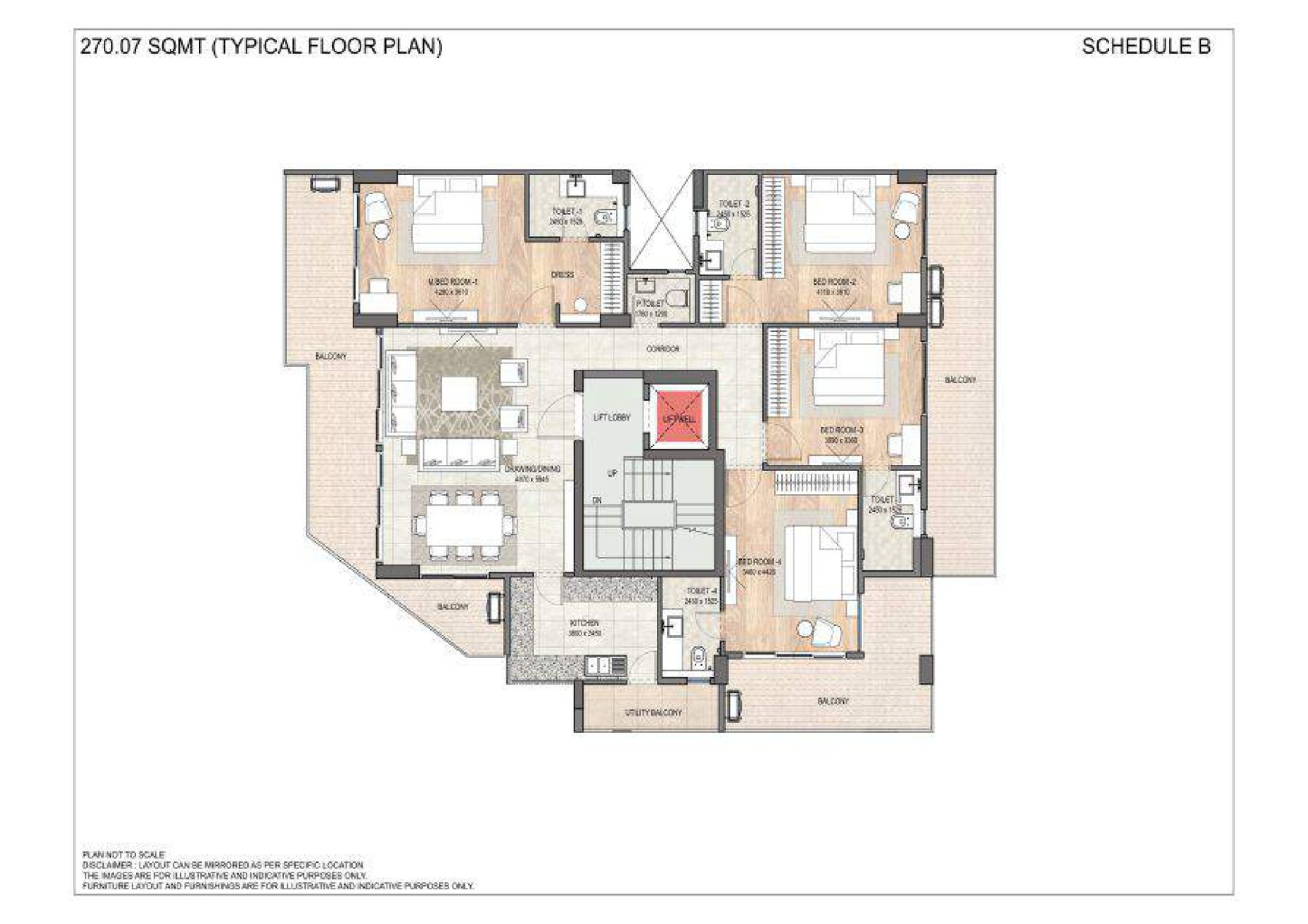DLF Garden City Floors 270.07 sq m - Typical Floor floor plan