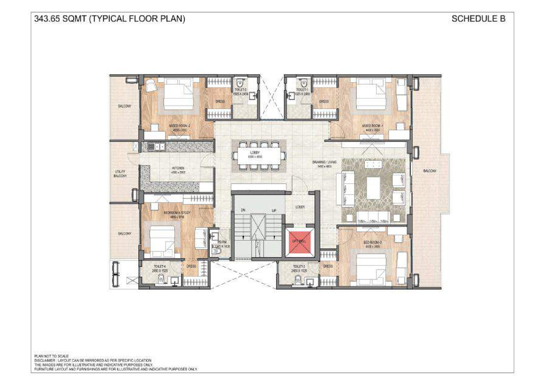 DLF Garden City Floors 343.65 sq m - Typical Floor floor plan