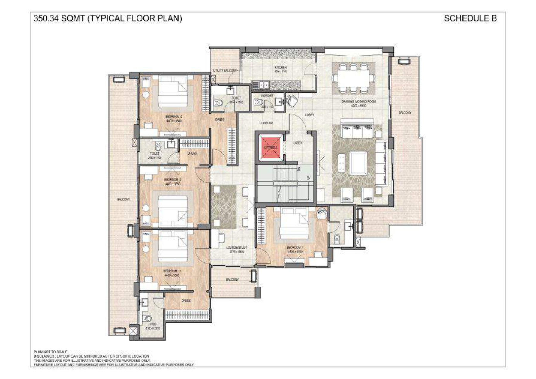 DLF Garden City Floors 350.34 sq m - Typical Floor floor plan
