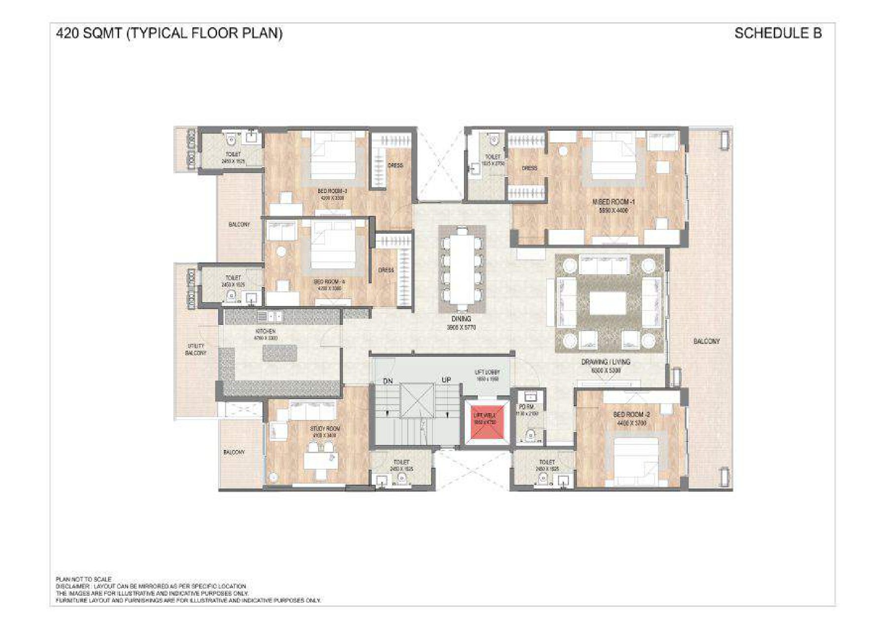 DLF Garden City Floors 420.00 sq m - Typical Floor floor plan