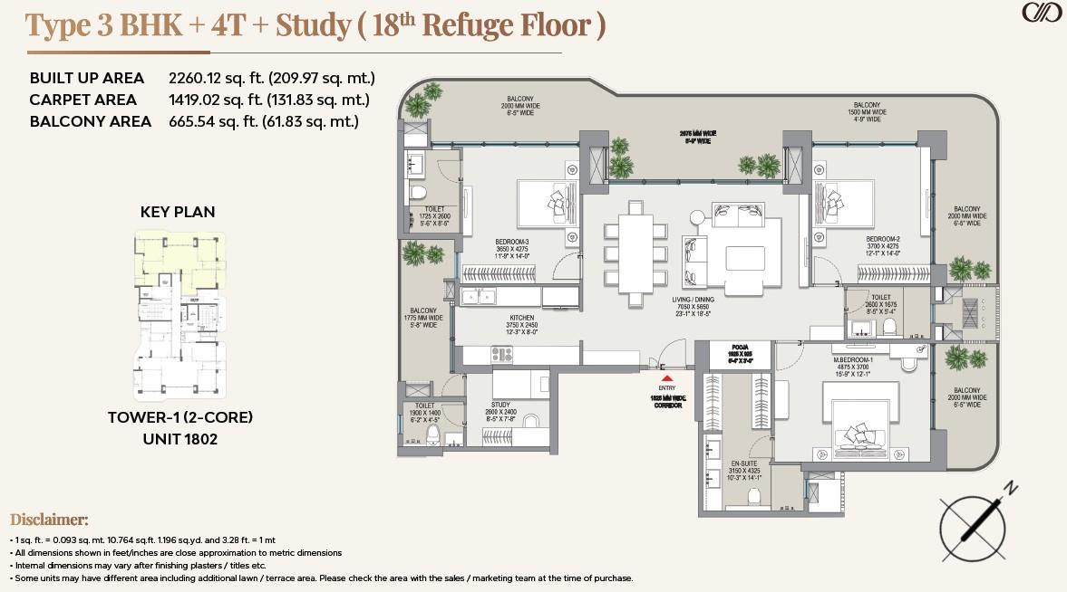 Eldeco Camelot 3 BHK 4T SQ floor plan