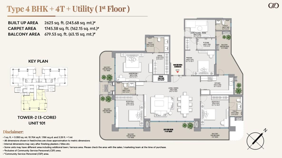 Eldeco Camelot 4 BHK 4T SQ floor plan