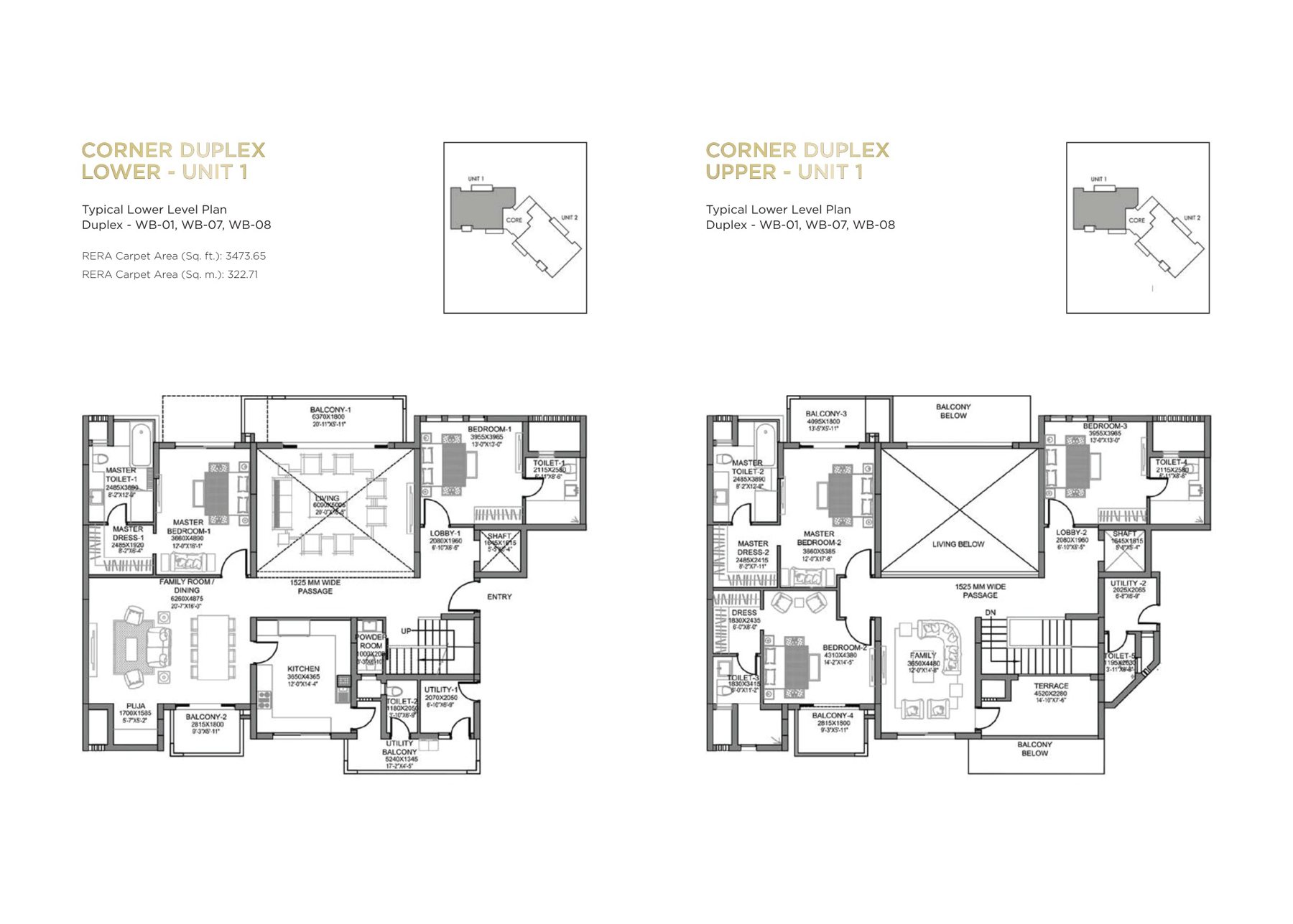 Experion Windchants Corner Duplex Villament - (carpet) floor plan