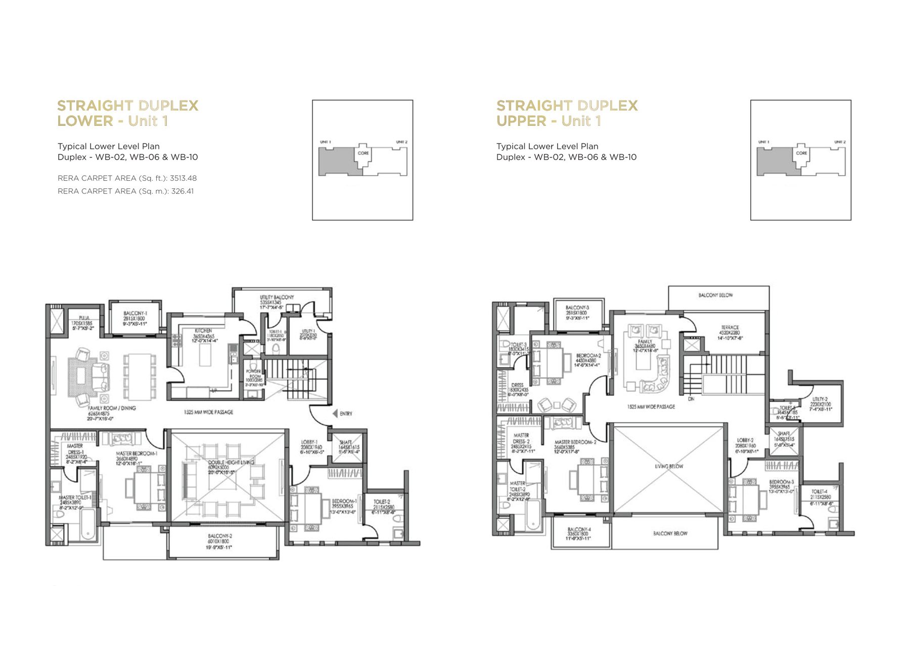 Experion Windchants Straight Duplex Villament - (carpet) floor plan