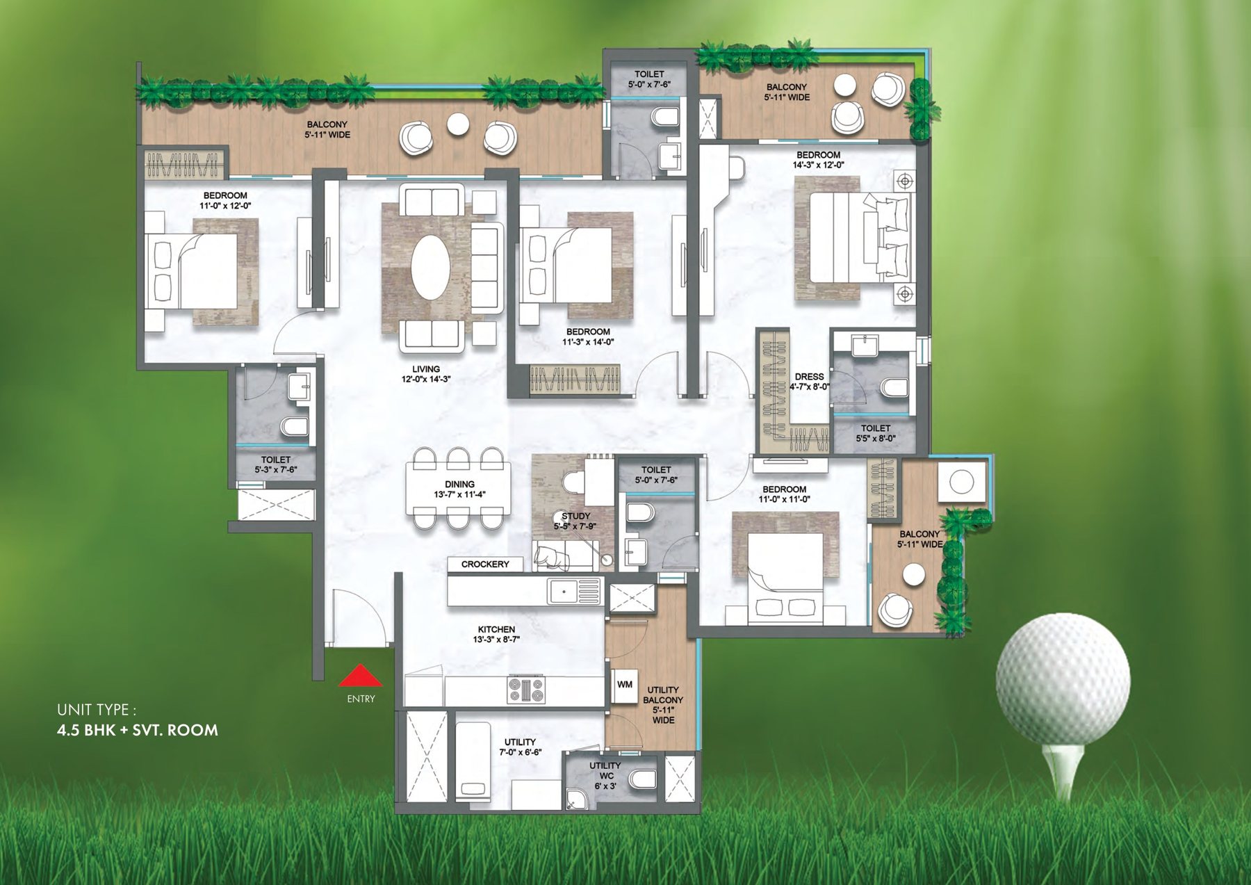 M3M Golf Hills 4.5 BHK + SQ floor plan