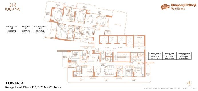 Shapoorji Pallonji The Dualis Tower A (4 BHK) - Refuge Level Plan, 11th, 20th & 29th floors floor plan