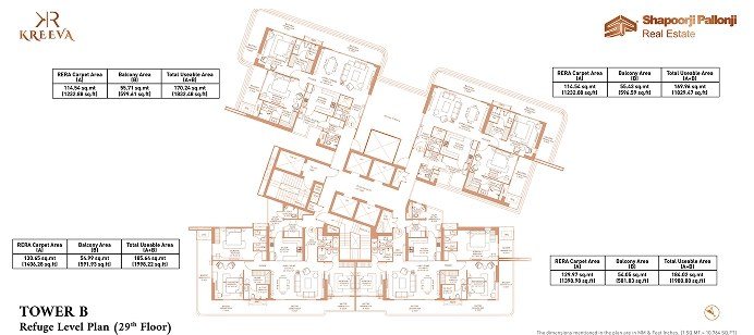 Shapoorji Pallonji The Dualis Tower B (3 BHK) - Refuge Level Plan, 29th floor floor plan