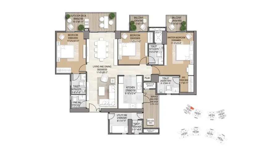 Signature Global De Luxe DXP 3 BHK floor plan