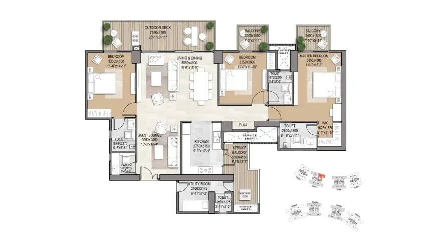 Signature Global De Luxe DXP 3.5 BHK floor plan