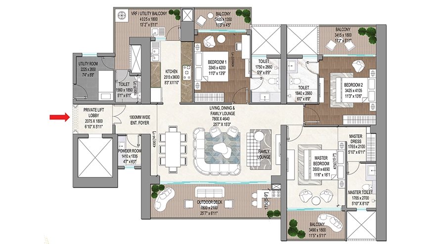 Signature Global Titanium SPR 3.5 BHK floor plan