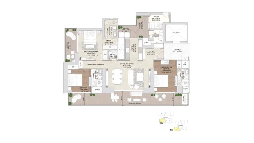 Signature Global Twin Tower DXP 3 BHK floor plan