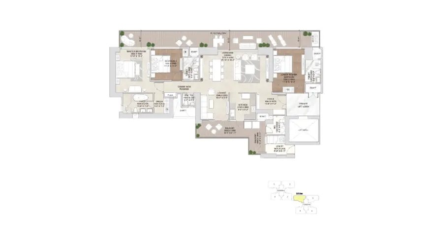 Signature Global Twin Tower DXP 3.5 BHK floor plan