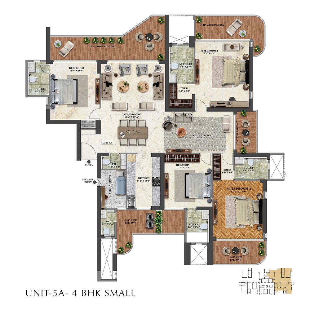 4S The Aurrum 4 BHK Small (Unit 5A) floor plan