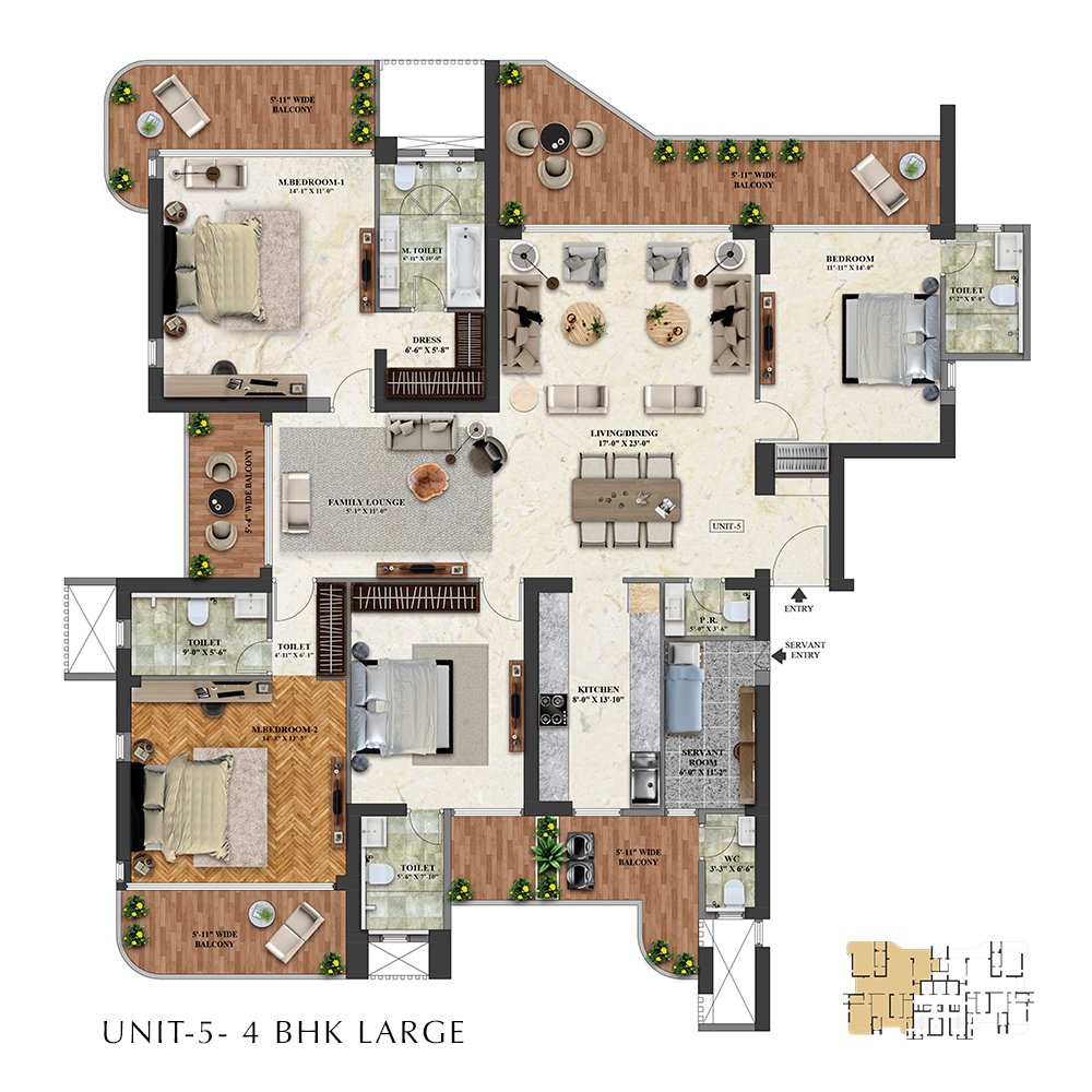 4S The Aurrum 4 BHK Large (Unit 5) floor plan
