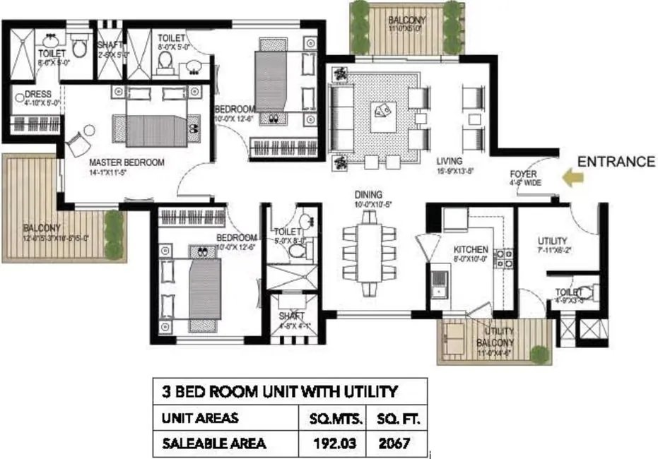 AlphaG Gurgaon One 3 BHK - saleable floor plan