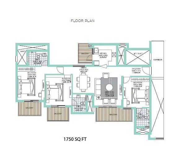 ATS Tourmaline 3 BHK - super floor plan