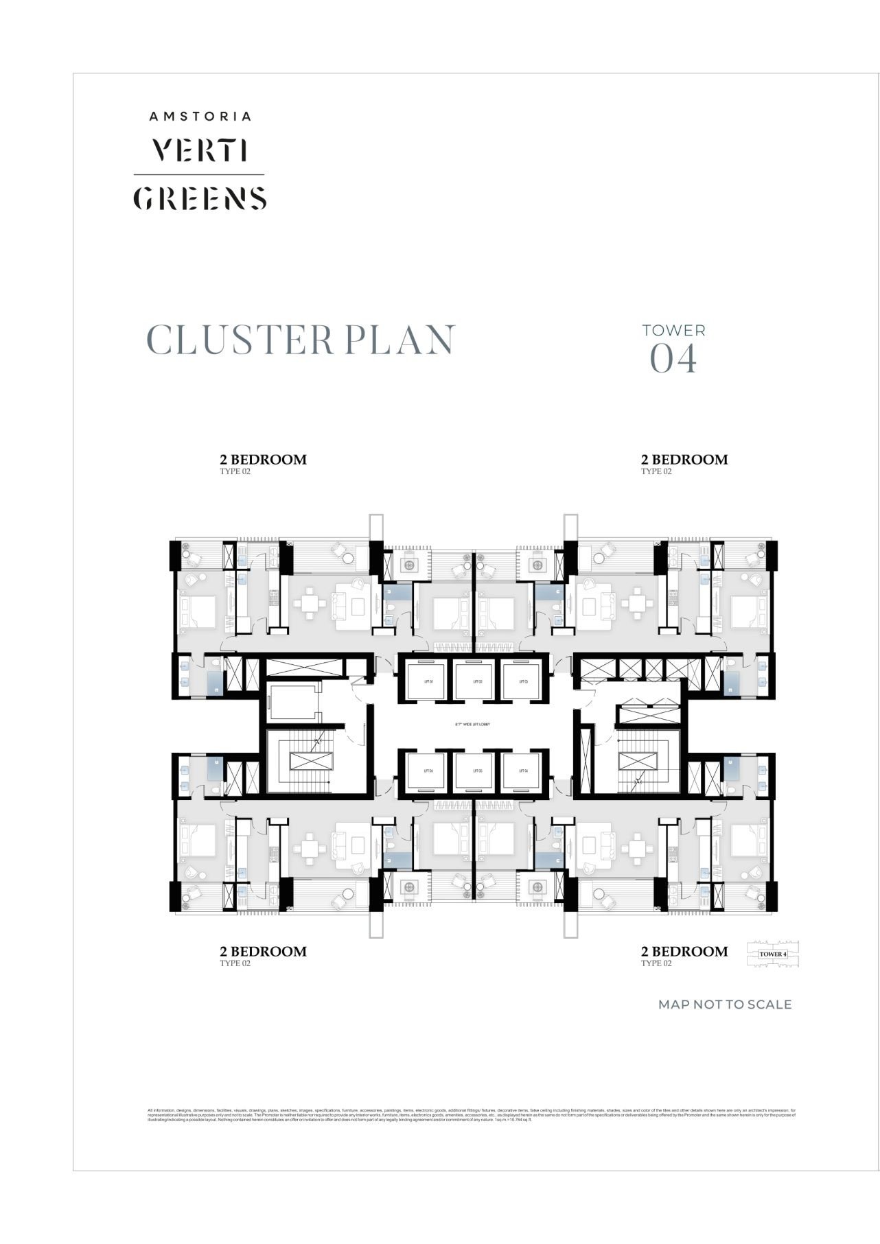 BPTP Amstoria Verti-Greens Cluster plan - Tower 4 (2 BHK) floor plan