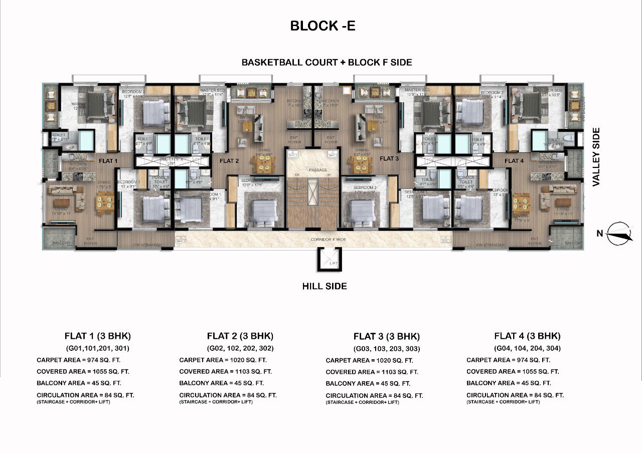 Cliffton Valley Block E floor plan: 3 BHK floor plan