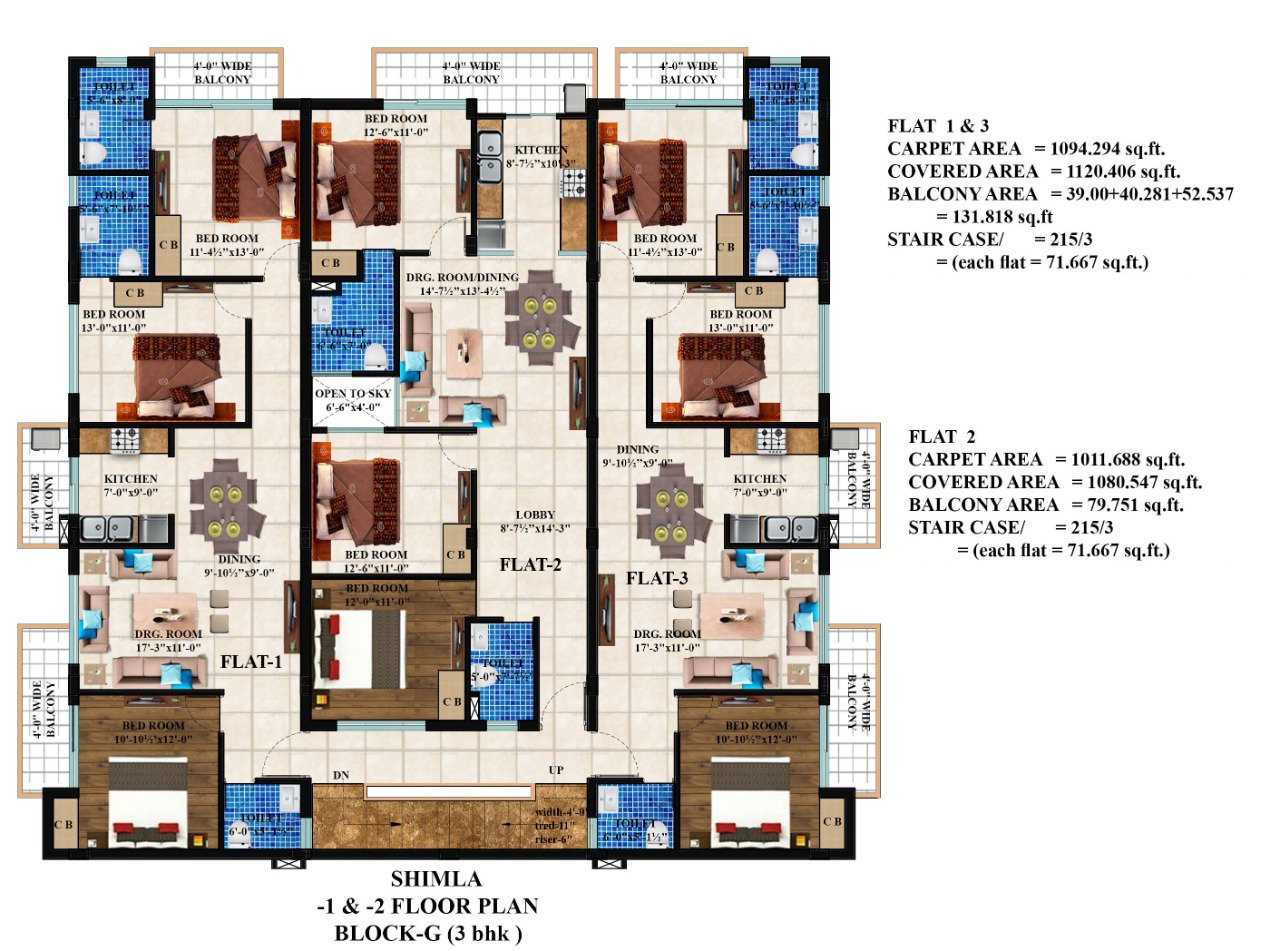 Cliffton Valley Block G floor plan: 3 BHK floor plan