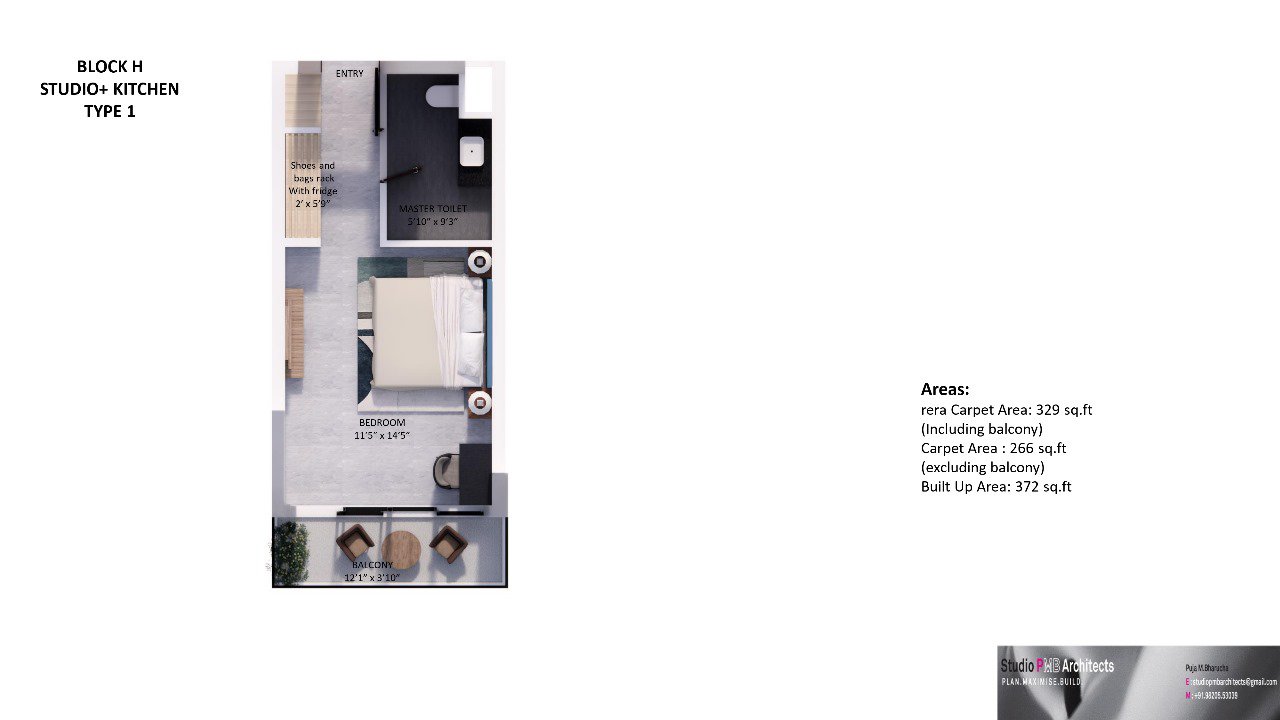 Cliffton Valley Block H: studio floor plan