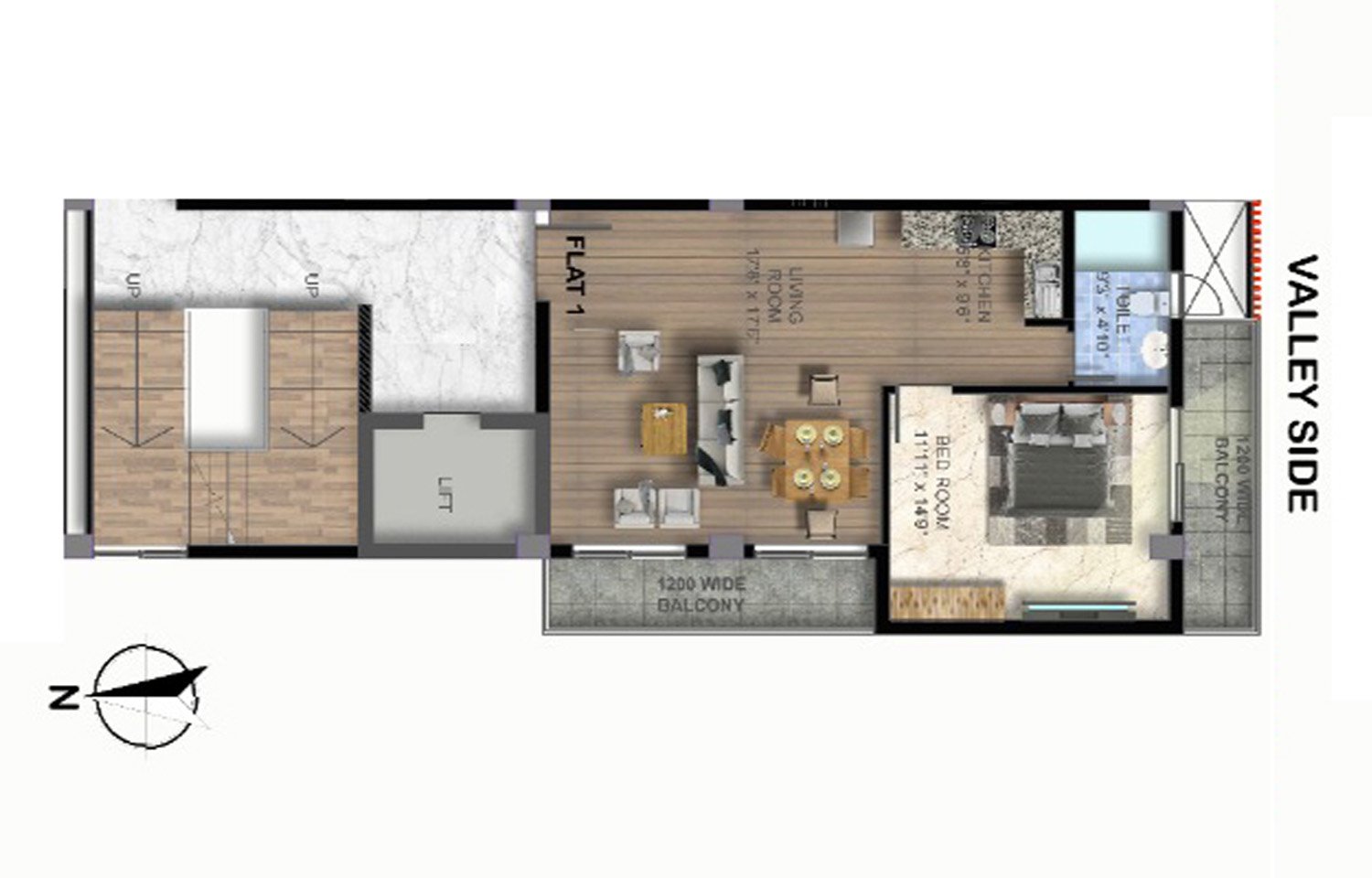 Cliffton Valley 1 BHK floor plan