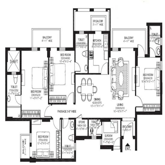 DLF New Town Heights 4 BHK floor plan
