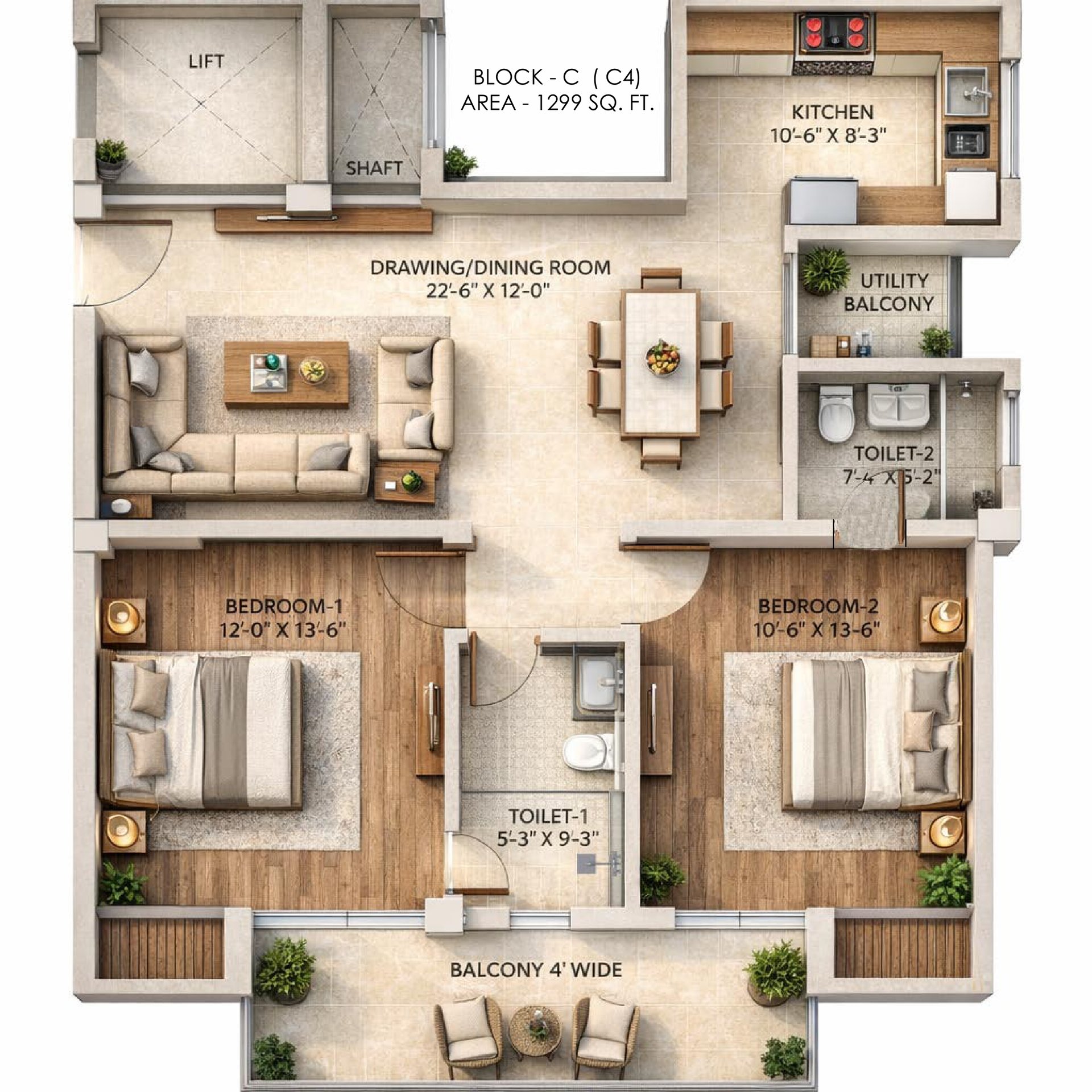 D D Developers Doon Boulevard Block C (C4): floor plan