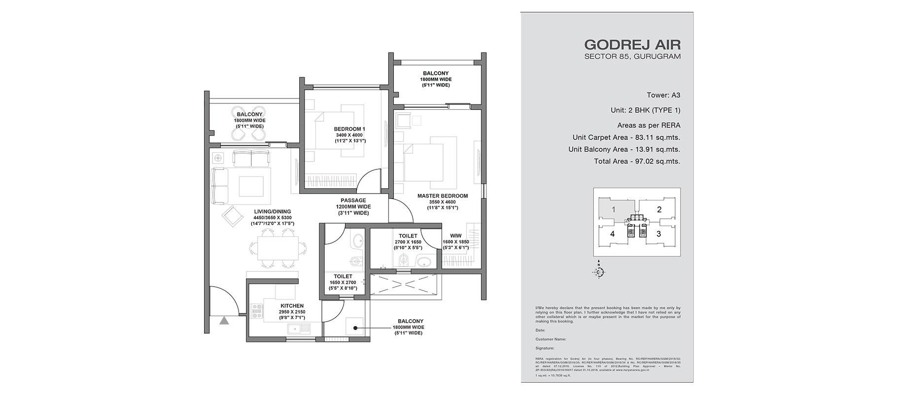 Godrej Air 2 BHK floor plan