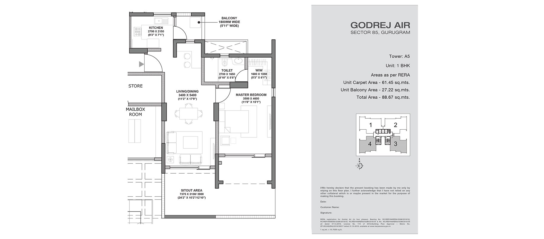 Godrej Air 1 BHK floor plan