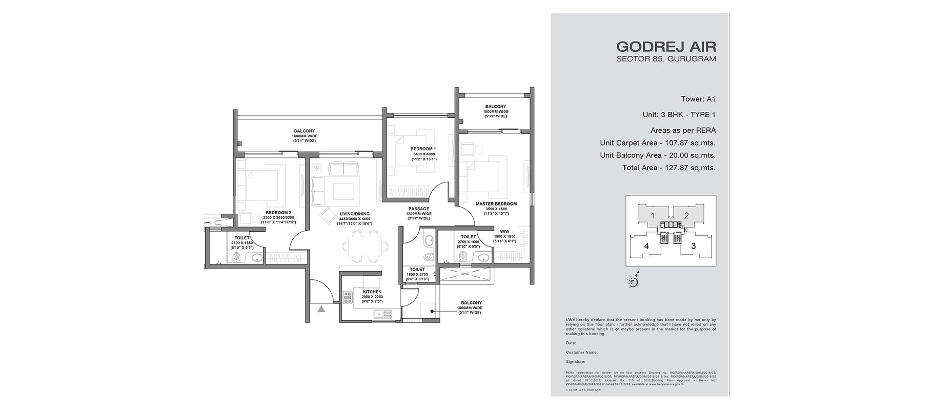 Godrej Air 3 BHK floor plan