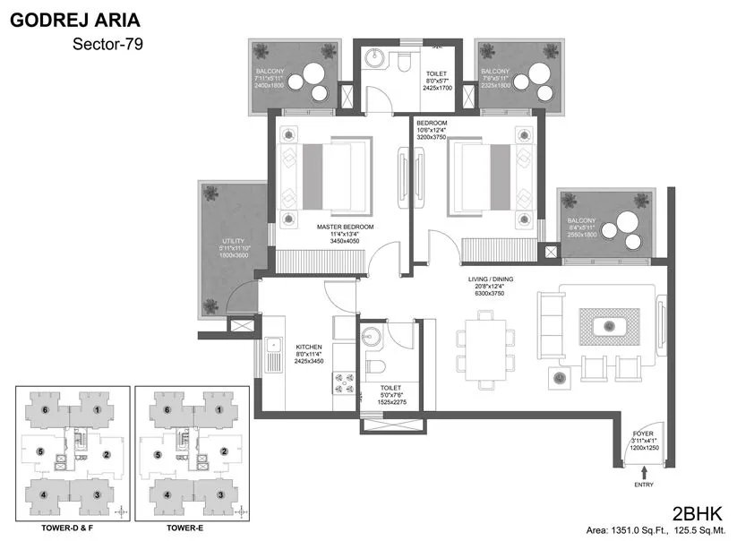 Godrej Aria 2 BHK floor plan