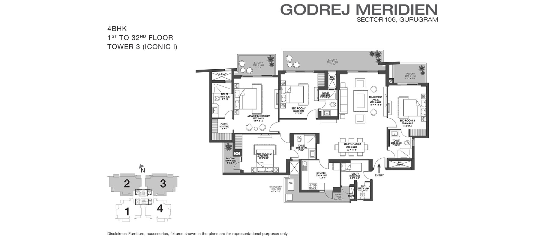 Godrej Meridien 4 BHK floor plan