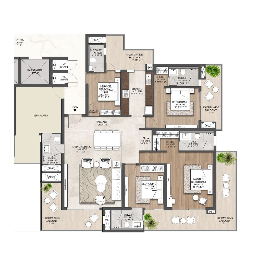 Hero Homes Palatial 3.5 BHK floor plan