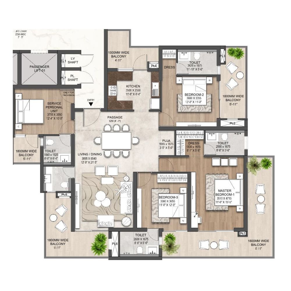 Hero Homes Palatial 3.5 BHK floor plan