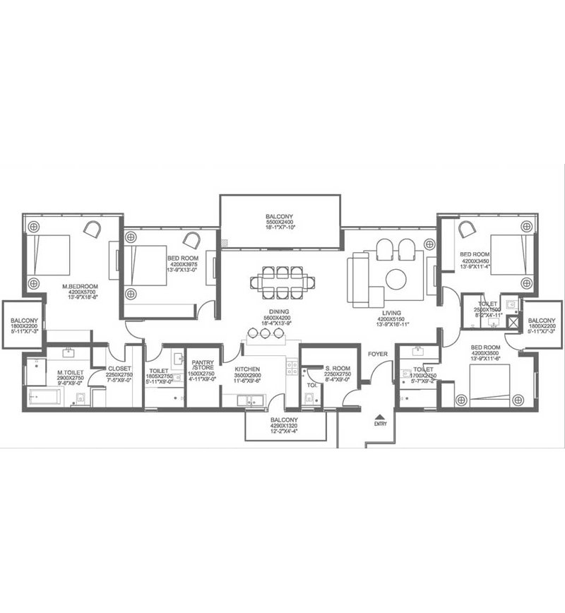 Ireo The Grand Arch 4 BHK + SQ - 2,857 floor plan