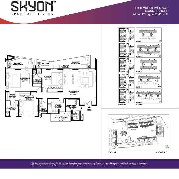 Ireo Skyon 3 BHK + SQ floor plan