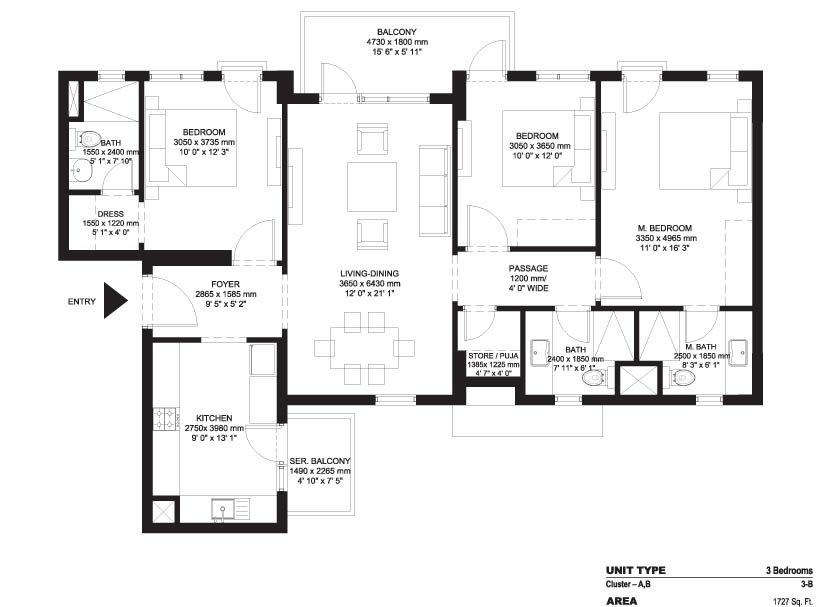 Ireo The Corridors 3 BHK floor plan