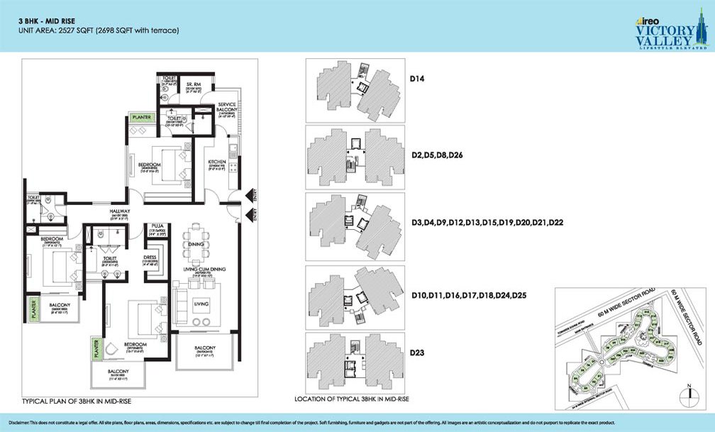 Ireo Victory Valley 3 BHK + SQ floor plan