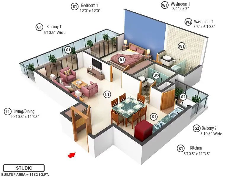 Krisumi Waterfall Suites Suite plan with 2 toilets - built-up as marked on plan floor plan