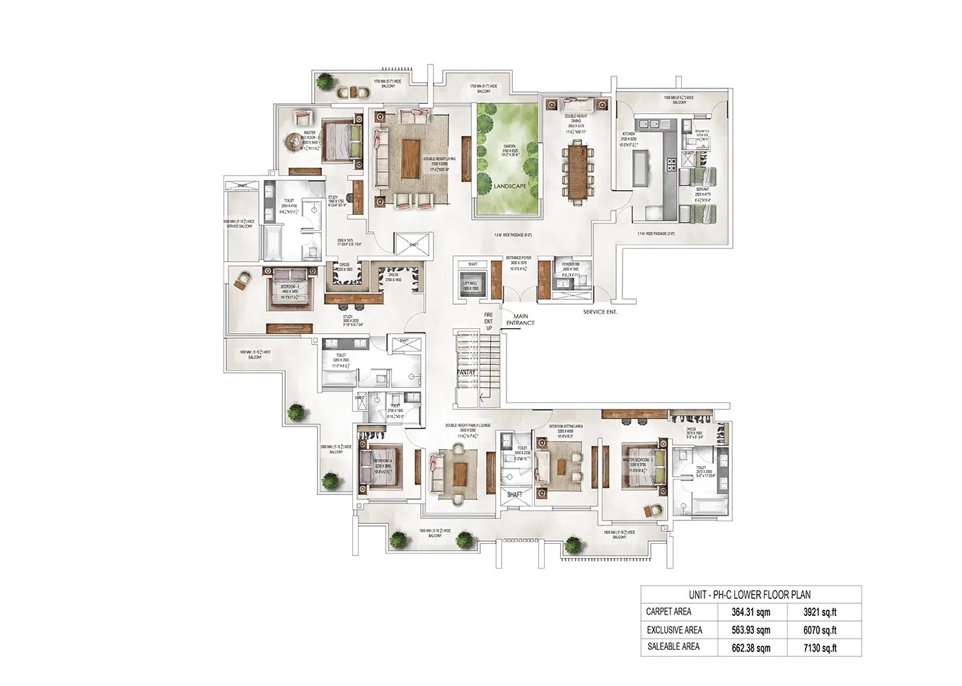 Krisumi Waterside Residences Penthouse C, lower floor (Towers 2 & 3) - saleable floor plan