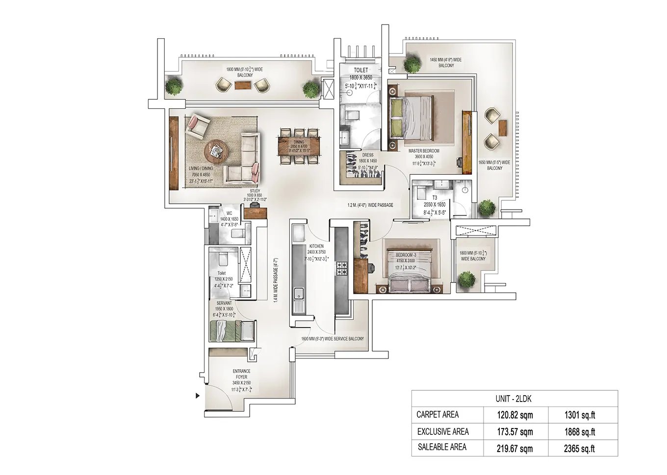 Krisumi Waterside Residences 2 LDK (Tower 1) - saleable floor plan