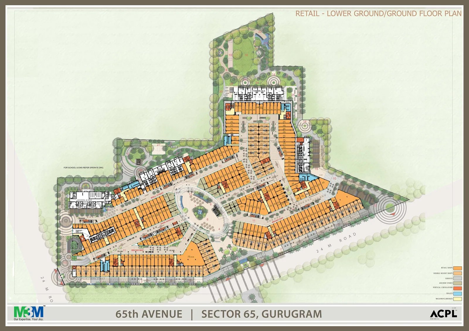 M3M 65th Avenue Lower ground and ground floor retail plan floor plan