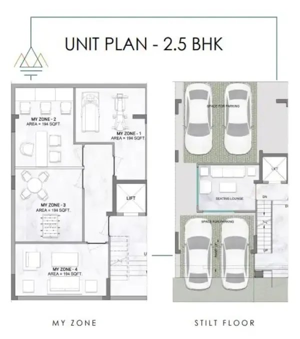 M3M Antalya Hills 2.5 BHK - My Zone (basement) and stilt floor plan floor plan