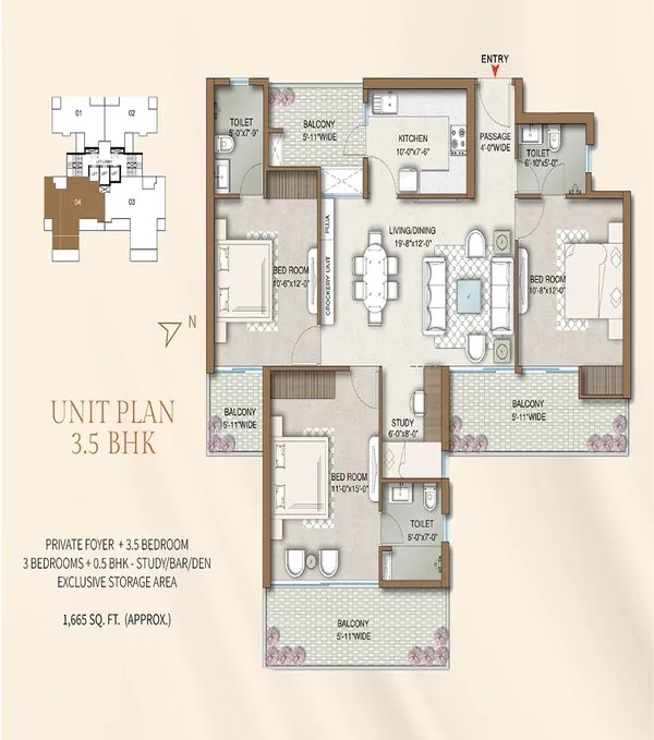 M3M Capital 3.5 BHK floor plan