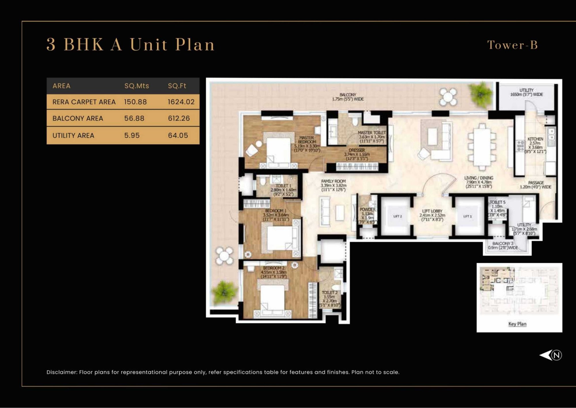 Mahindra Luminare 3 BHK A - Tower B floor plan
