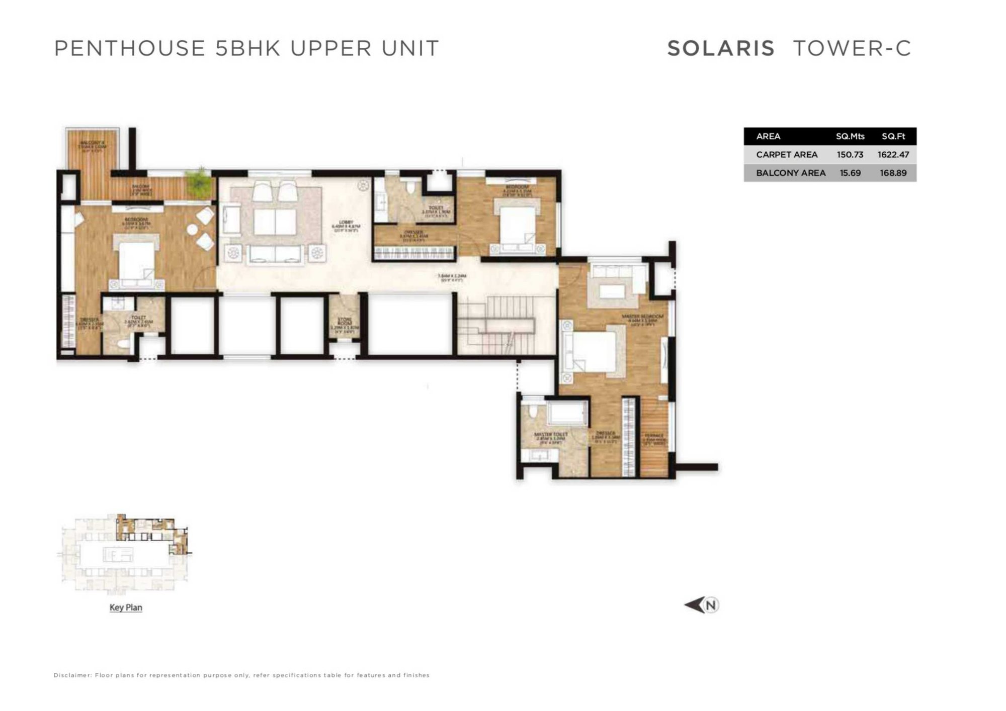 Mahindra Luminare Penthouse 5 BHK - upper level, Solaris (Tower C) floor plan