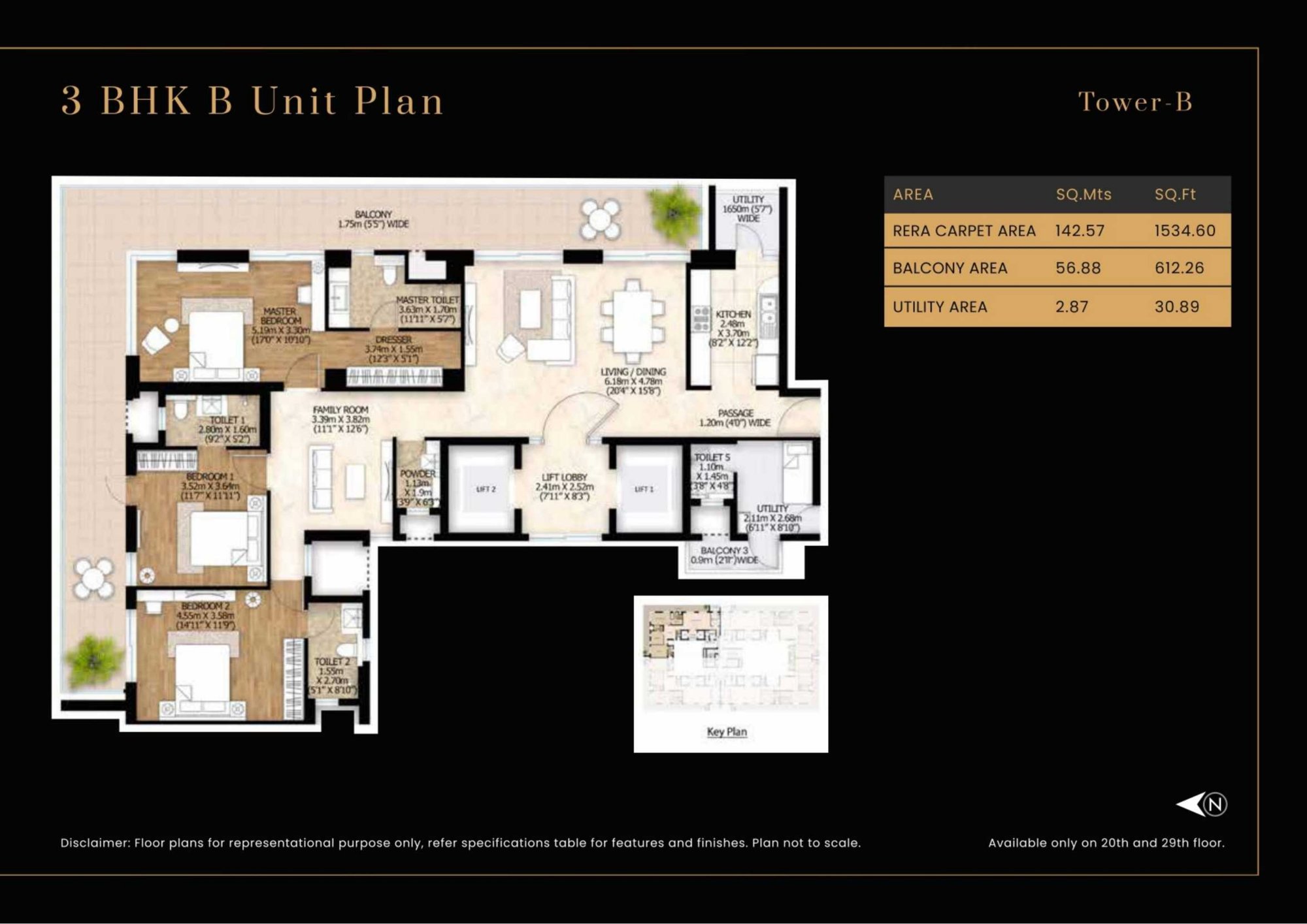 Mahindra Luminare 3 BHK B - Tower B floor plan