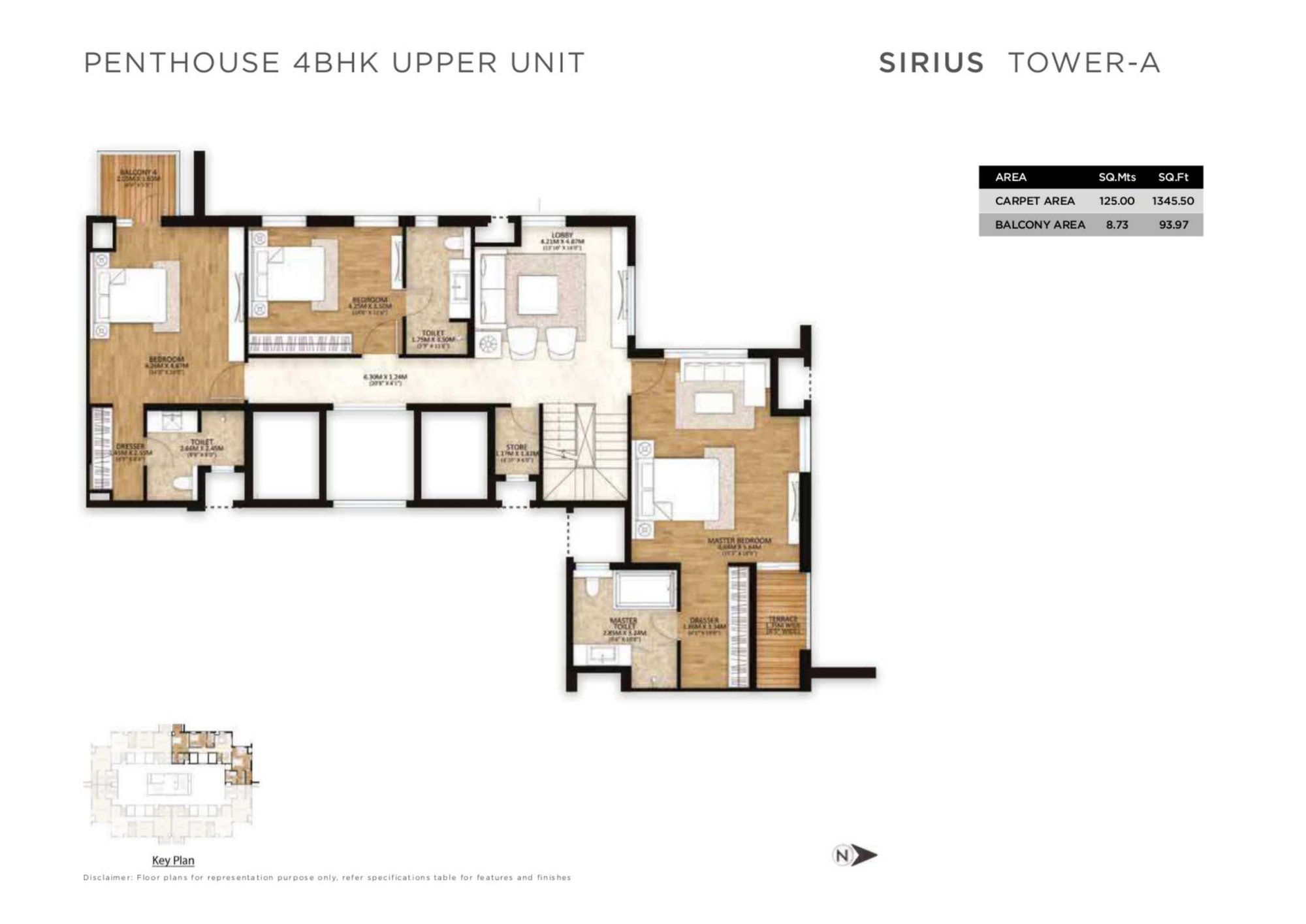 Mahindra Luminare Penthouse 4 BHK - upper level, Sirius (Tower A) floor plan